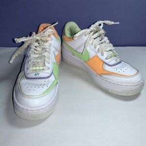 Nike Air Force 1 Shadow White Multi-Color sneakers ruffle laces Sz 7.5